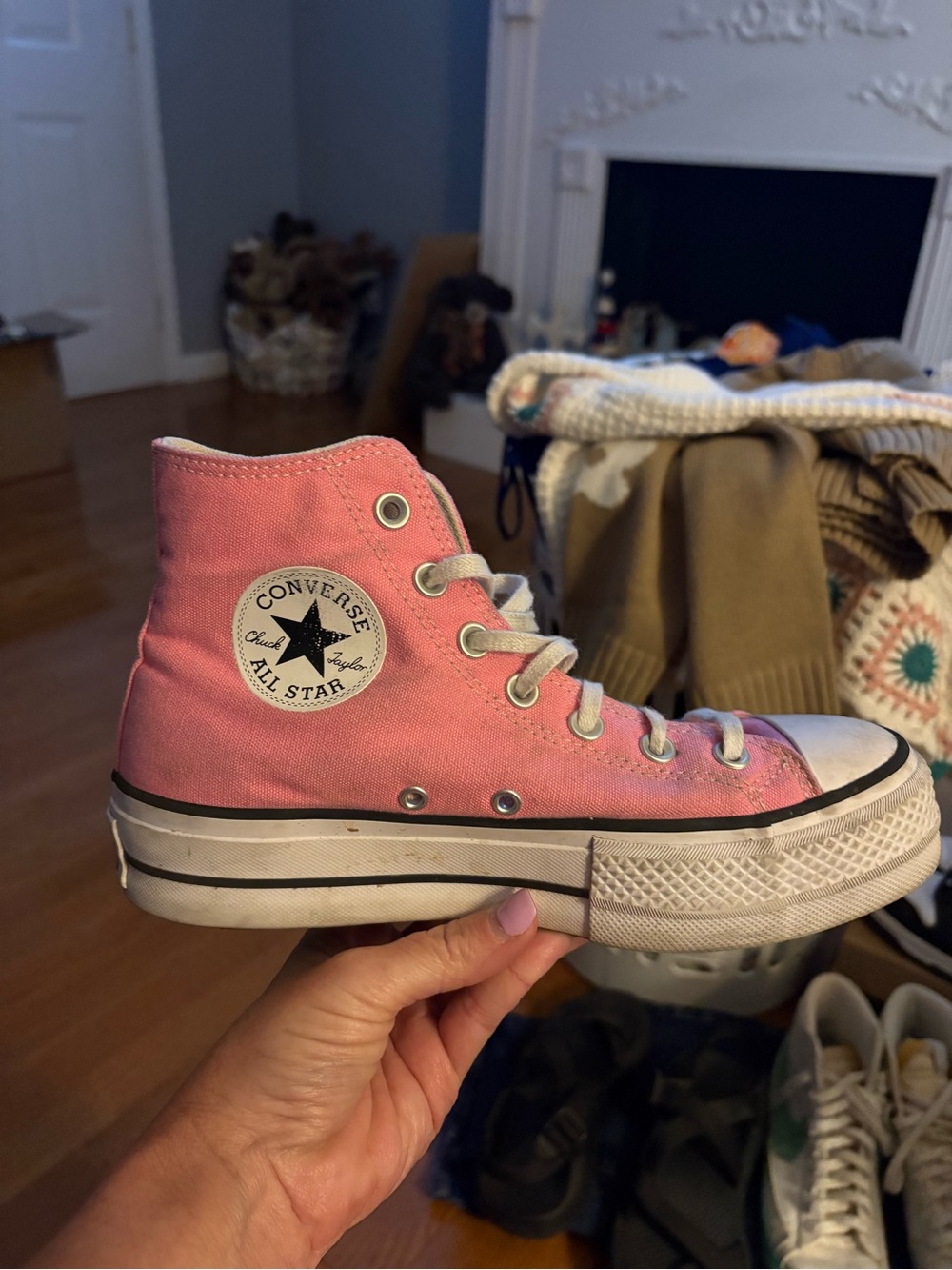 Converse Pink High-Top Canvas Sneakers size 7.5